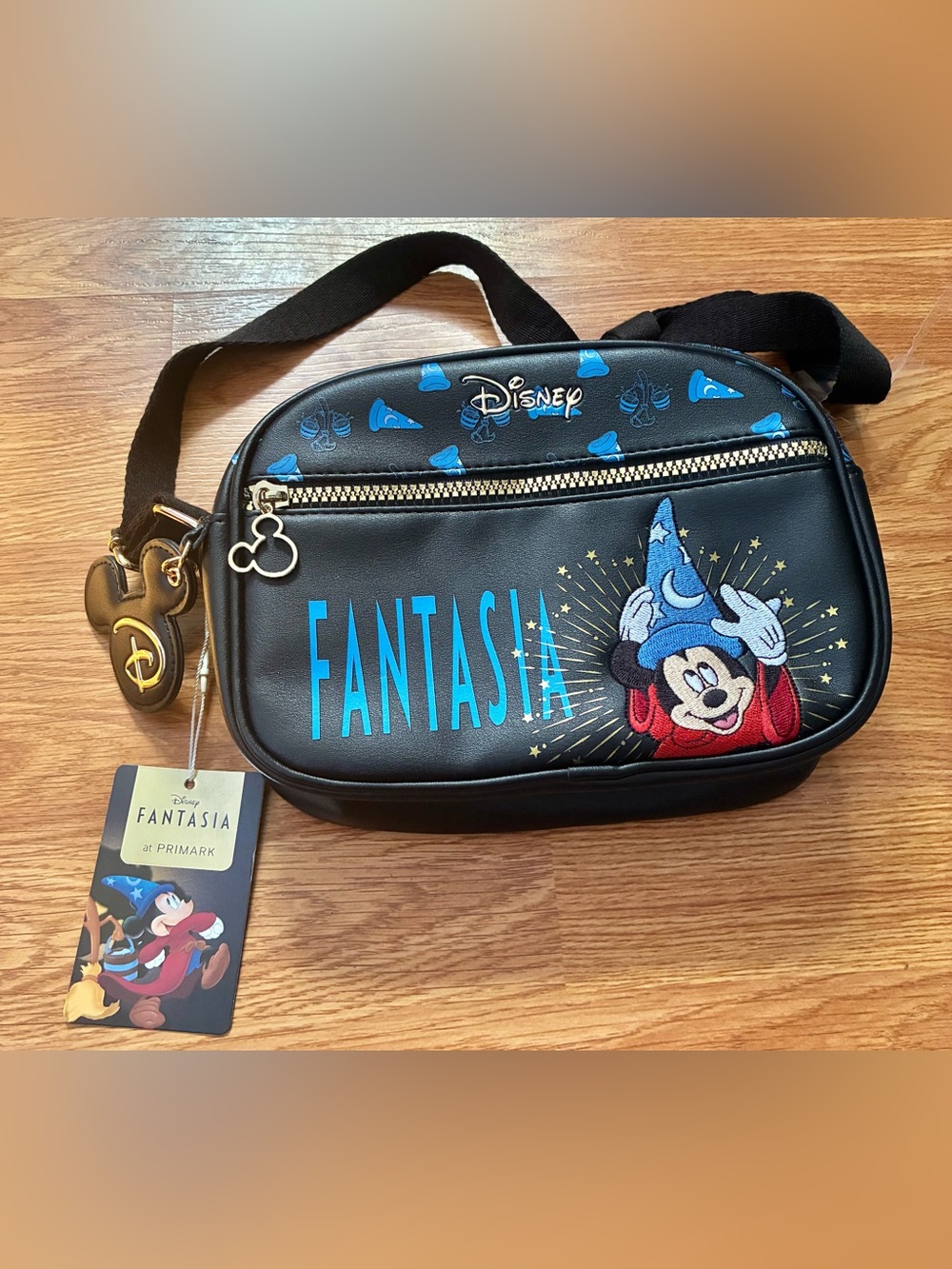 New Disney Fantasia Sorcerer Mickey Crossbody Bag - Black & Blue